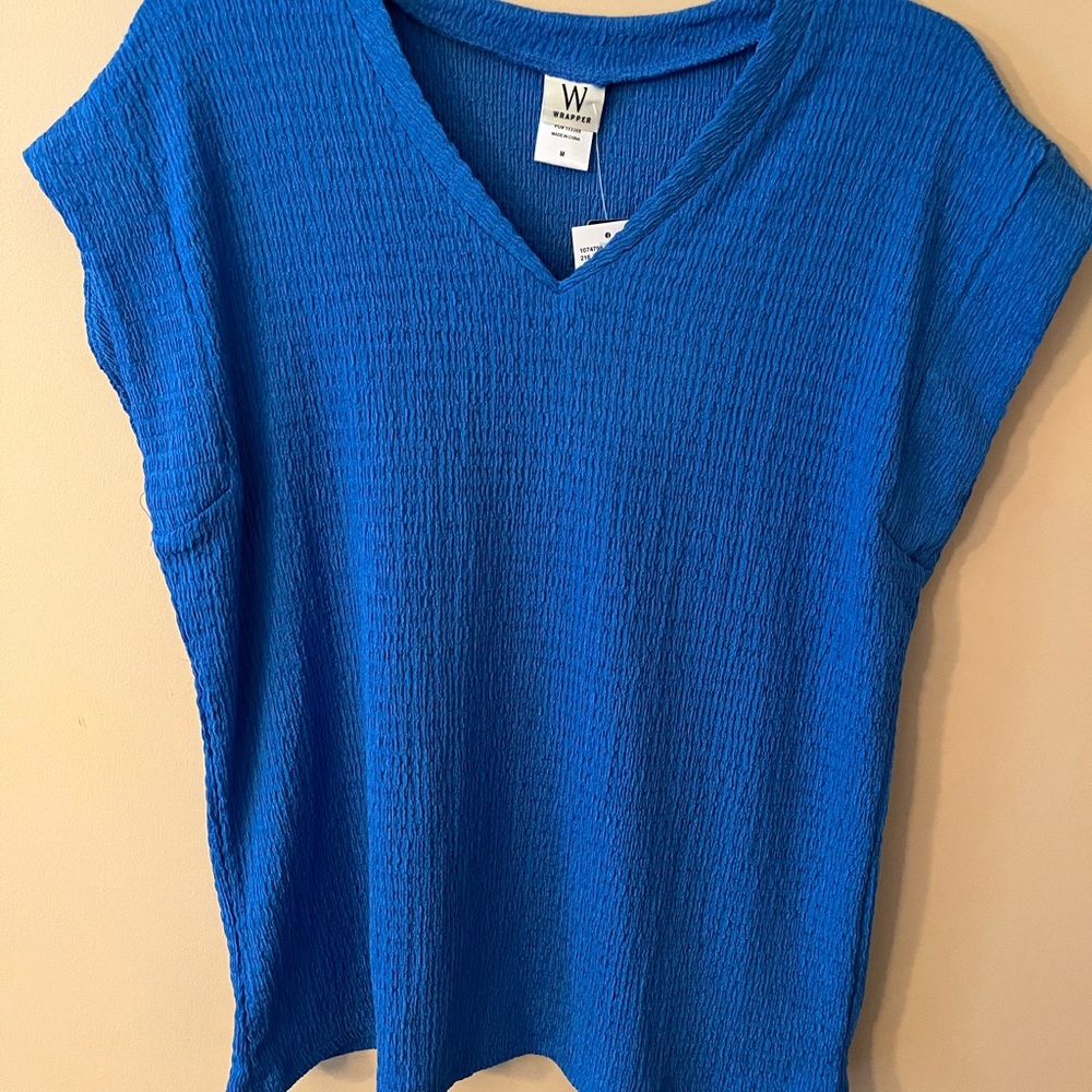 Women's Blue V-Neck Top